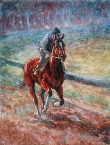 Watercolor painting of race horse