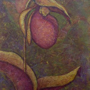 Acrylic painting of Lady Slipper by artist Robyn Ryan