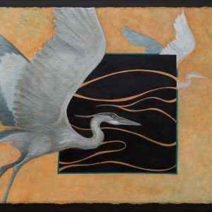"Heron Haiku" 18" x 24" Mixed Media Collage by Artist Robyn Ryan