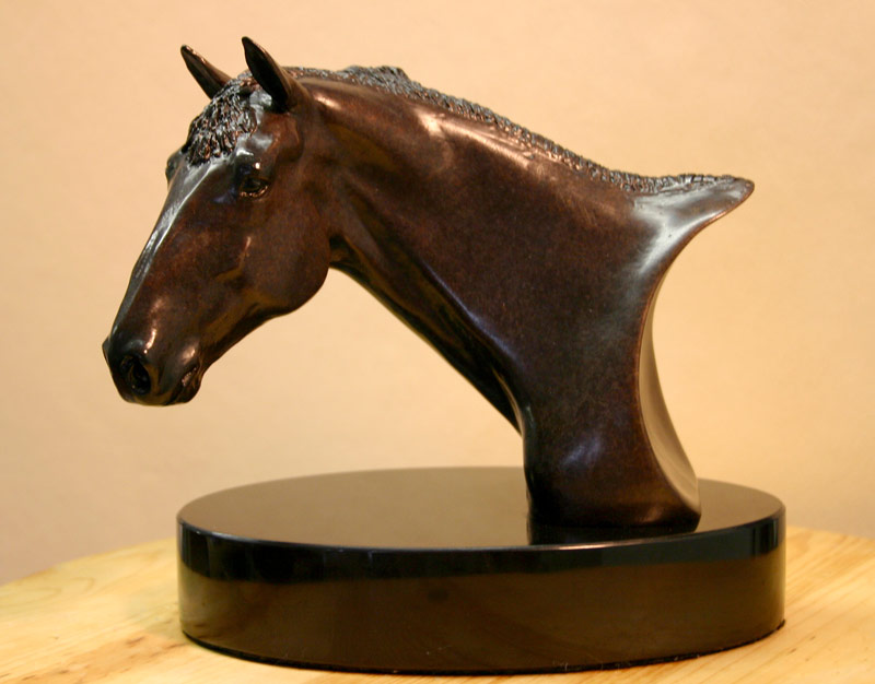 Bronze Sculpture Bust Portrait of Olympic Horse Albany