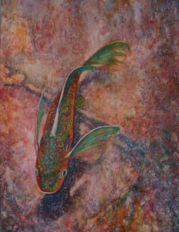 Watercolor of Fish in the shallow water