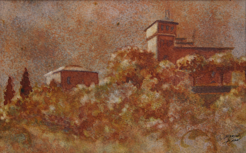 Watercolor of tuscan villa