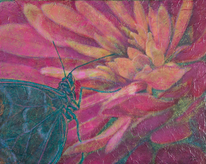 “Butterfly & Flower” Acrylic Layers Painting by VA Artist Robyn Ryan