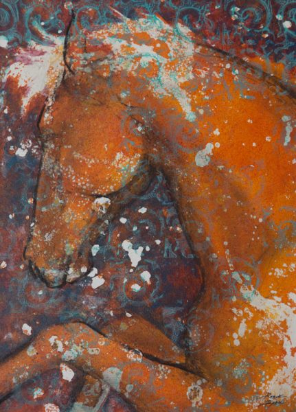 "Equine Muse - Rearing" 12" x 9" Mixed Media by Artist Robyn Ryan