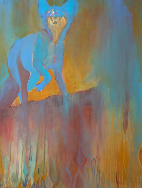 "Ghost Fox I" 25" x 19" Acrylic on Yupo by Artist Robyn Ryan