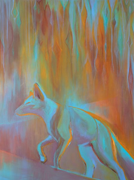 "Ghost Fox II" 25" x 19" Acrylic on Yupo by Artist Robyn Ryan