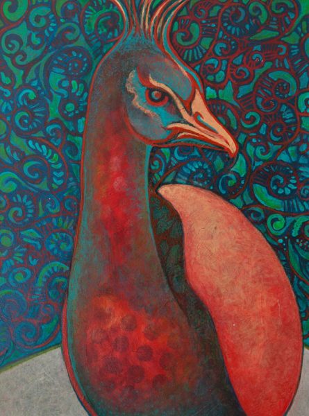 "Paisley Peacock" 12" x 9" Acrylic by Artist Robyn Ryan