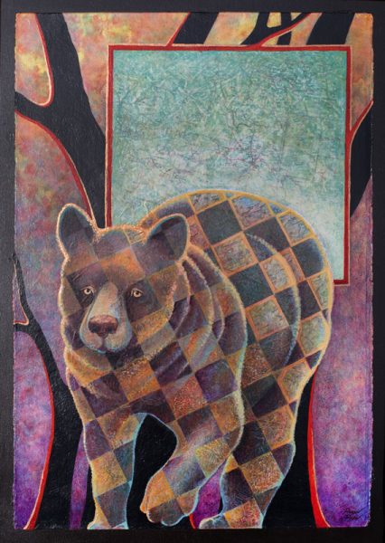 "The Three Bears ~ Baby Bear"  22" x 15" Collage Painting by Virginia Artist Robyn Ryan