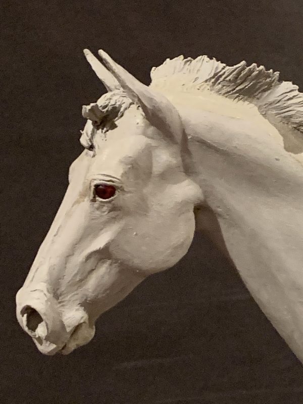 Blast Off equine sculpture face close up