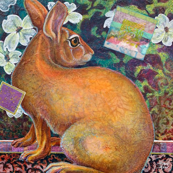 Mixed Media Collage Rabbit painting